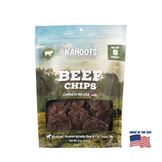 Kahoots beef chips packaging. made in the USA