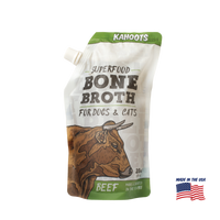 Kahoots beef bone broth for pets, made in the USA