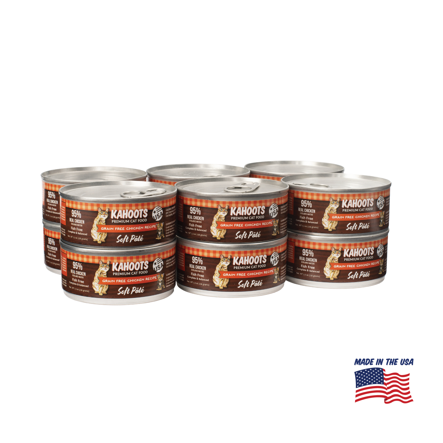 Kahoots chicken wet cat food can, made in the USA