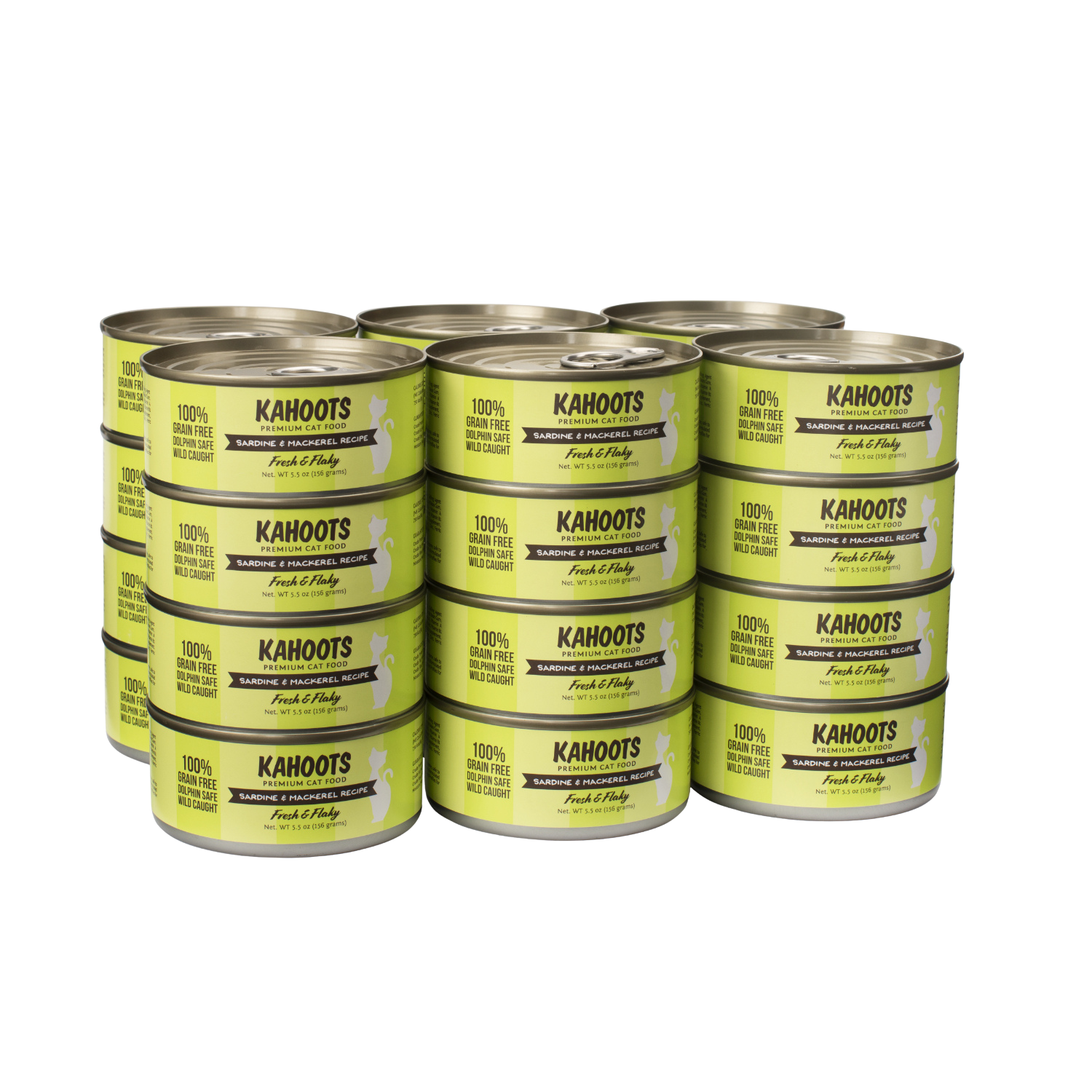 Case quantity of sardine and mackerel cat food