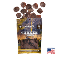 Kahoots turkey chips packaging. Made in the USA