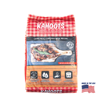 Kahoots lamb and rice dog food packaging 35lb