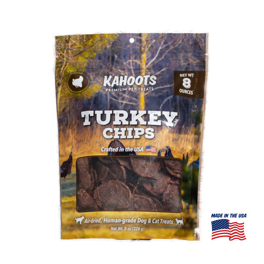 Kahoots turkey chips packaging. Made in the USA