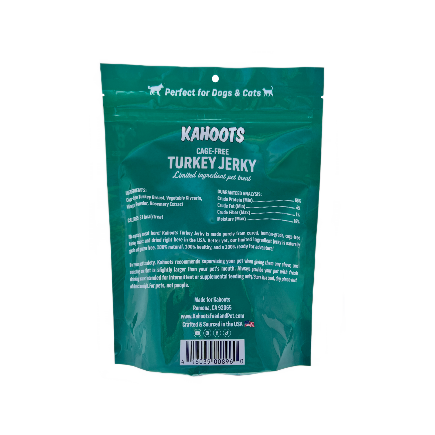 Turkey jerky back of bag