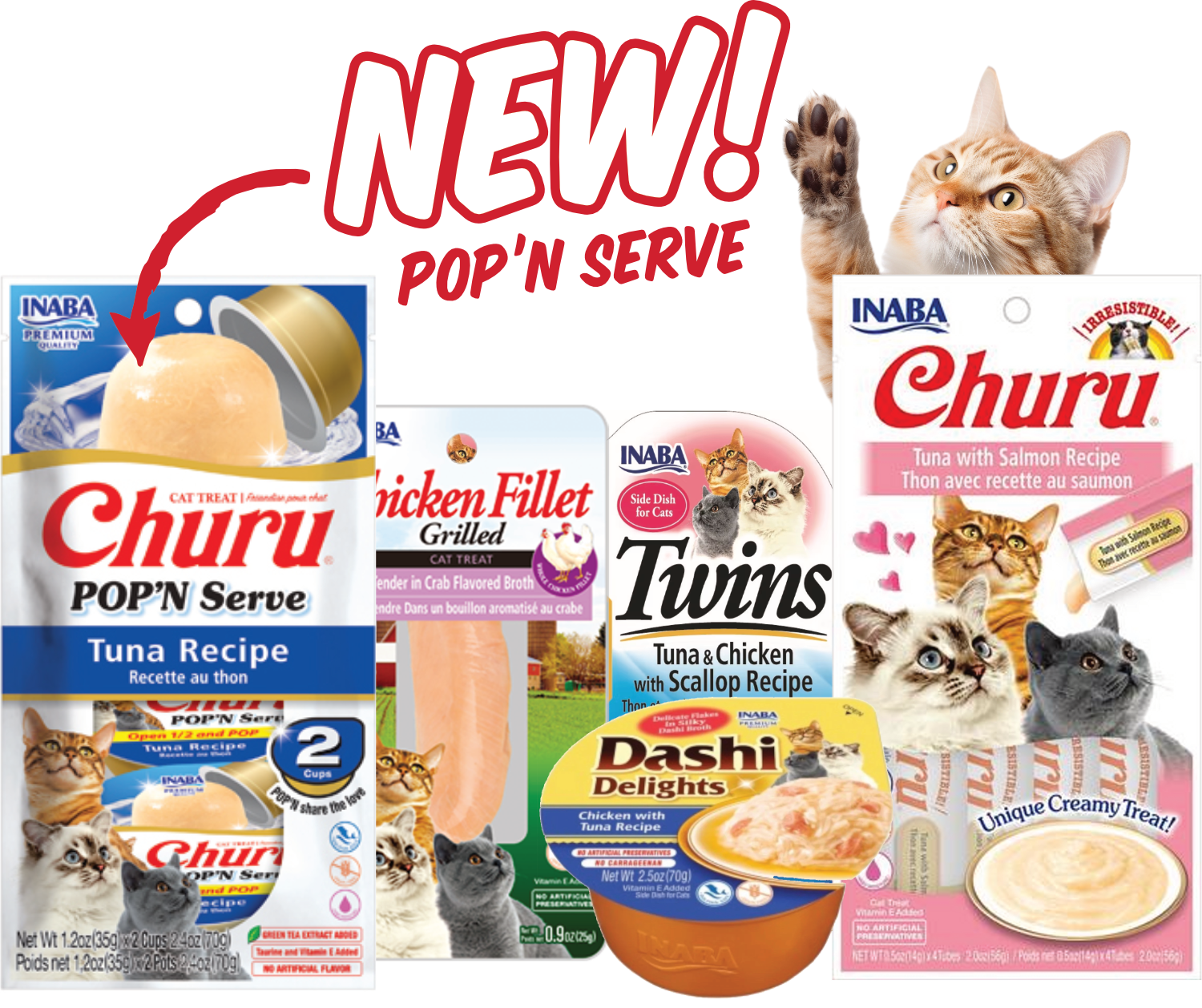 Inba cat treat product lineup