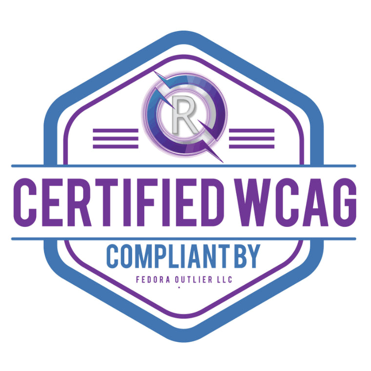 Badge,  certified WCAG compliant by Fedora Outlier LLC
