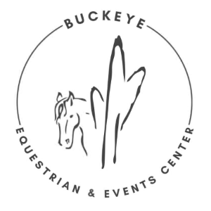 Logo of Buckeye Equestrian & Events Center with a horse and palm tree design.