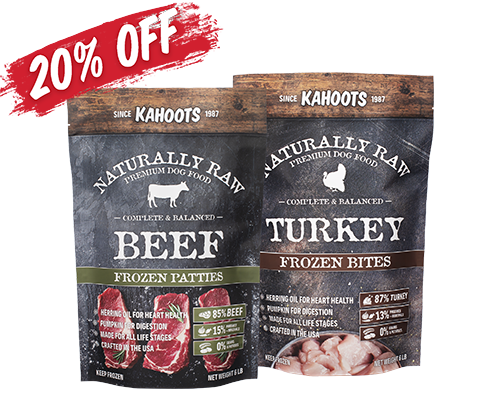 Frozen dog food, 20% off