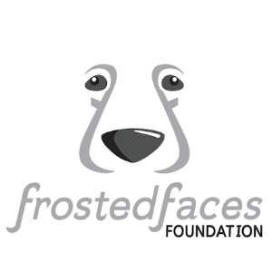Logo of frostedfaces foundation with a stylized face design on a white background