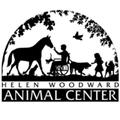 Silhouette of a person  in a wheelchair with a horse and cart, with 'Helen Woodward' text below.