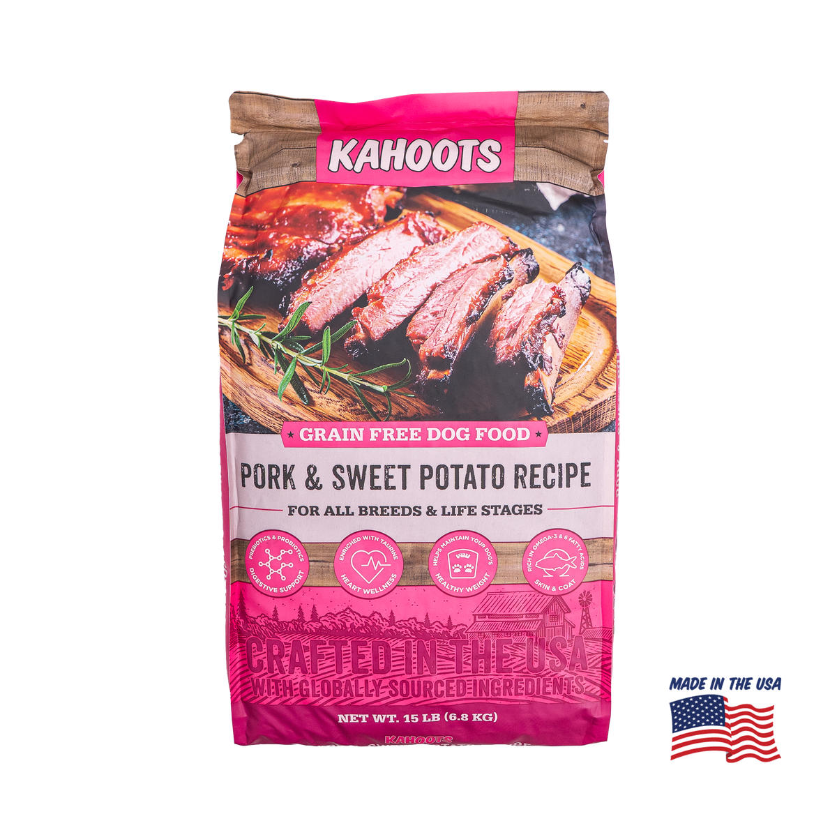 Kahoots Grain Free Pork Recipe dry dog food, 15 lb bag