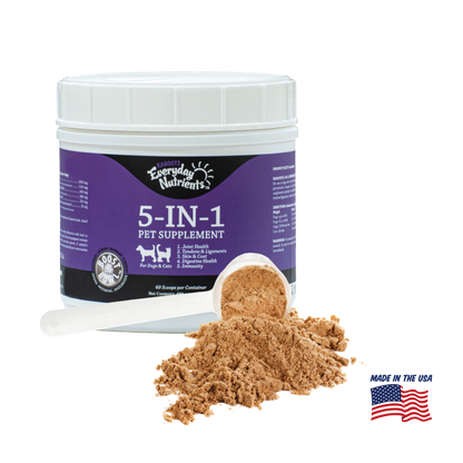 Kahoots 5 in 1 pet supplement, made in the USA