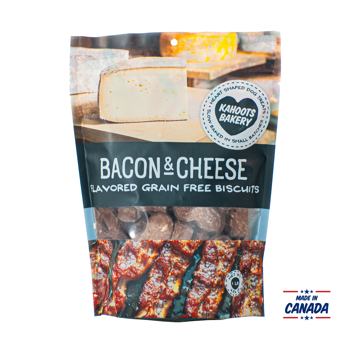 Bacon & Cheese grain free biscuits made in Canada