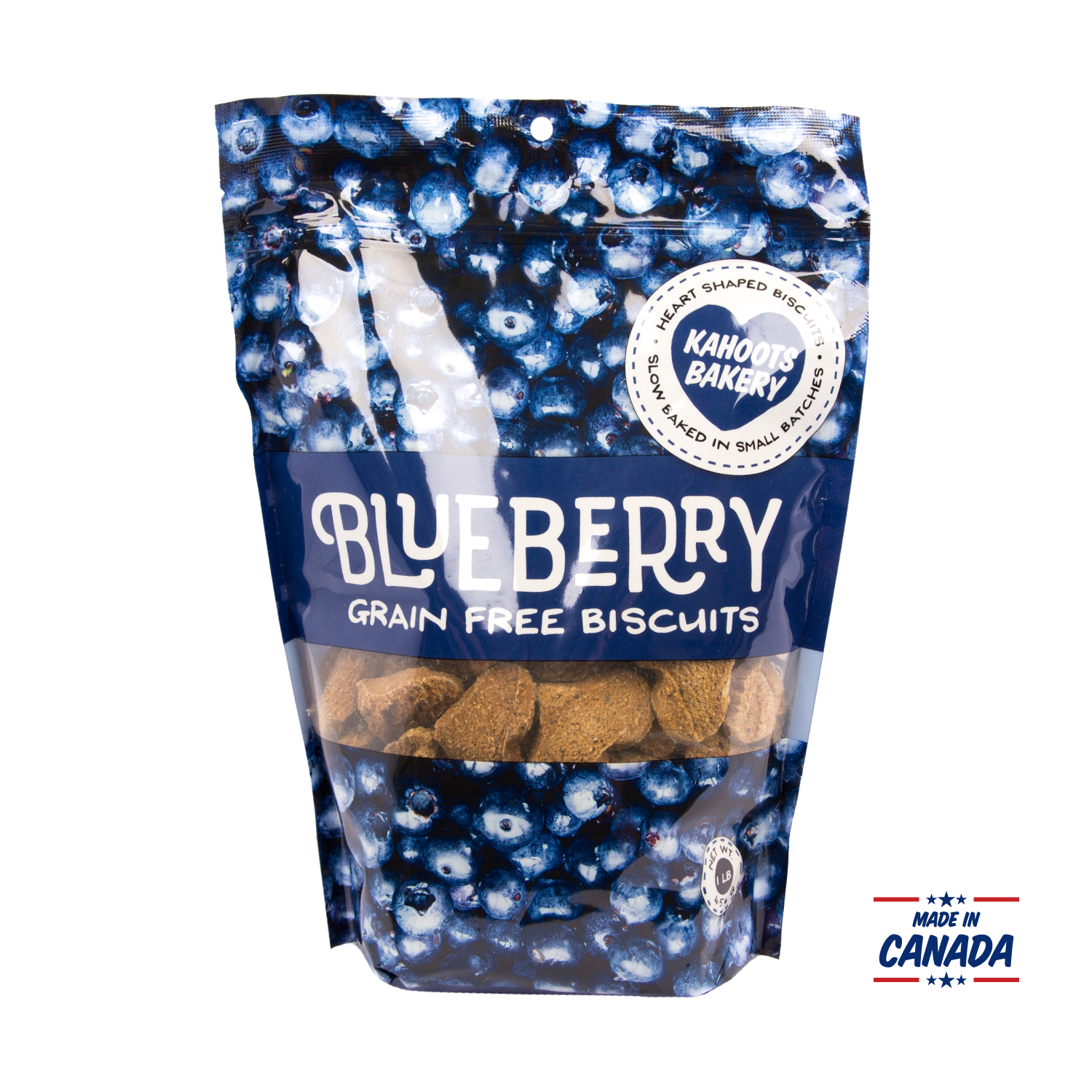 Blueberry grain free biscuits made in Canada