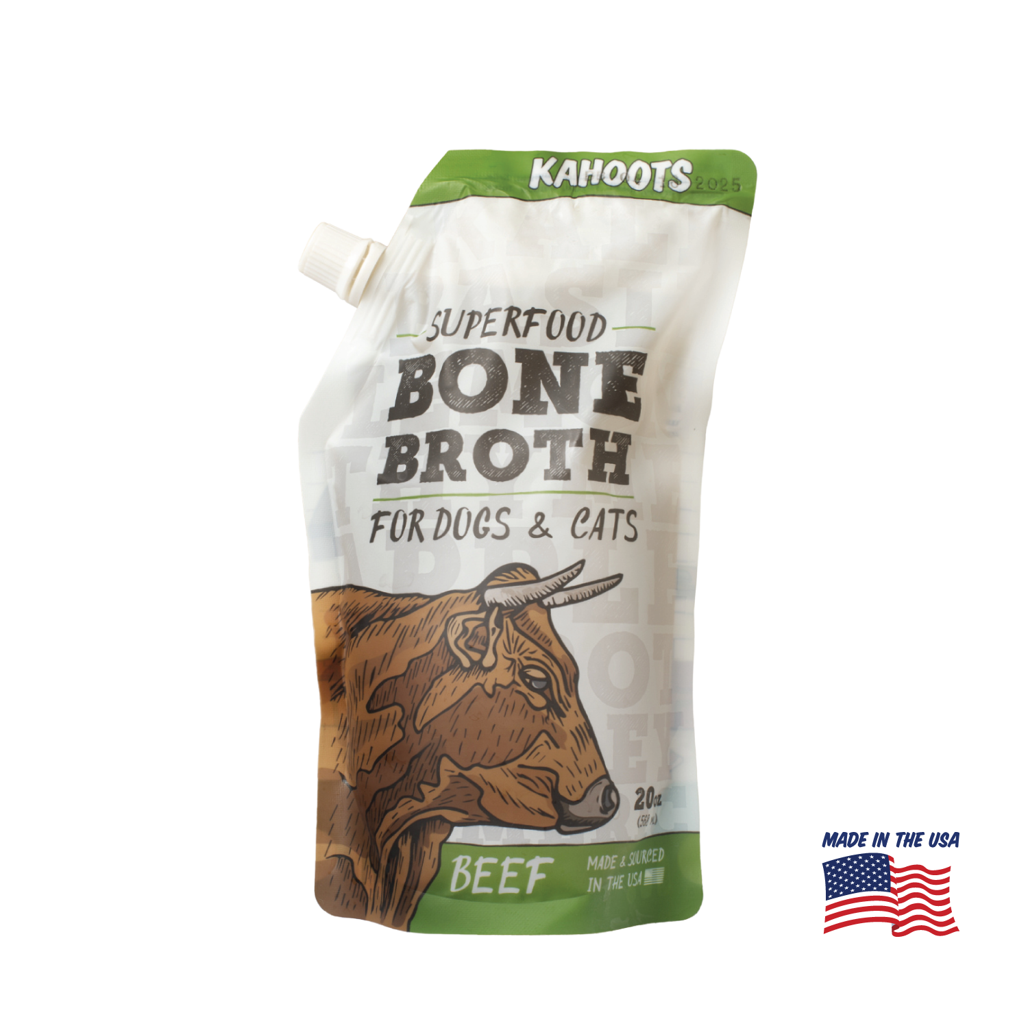 Kahoots beef bone broth for pets, made in the USA