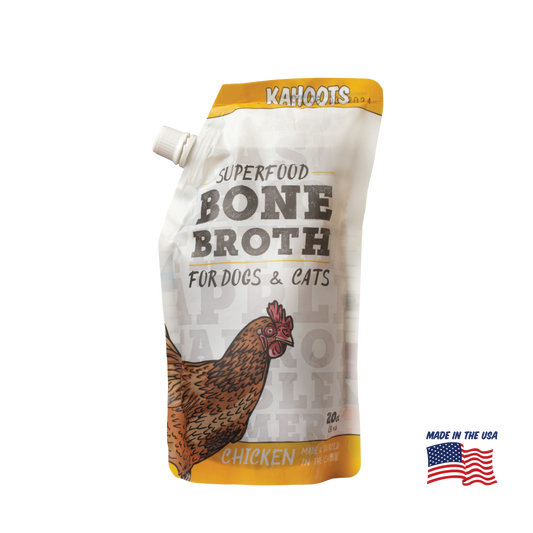 Kahoots chicken bone broth for pets, made in the USA