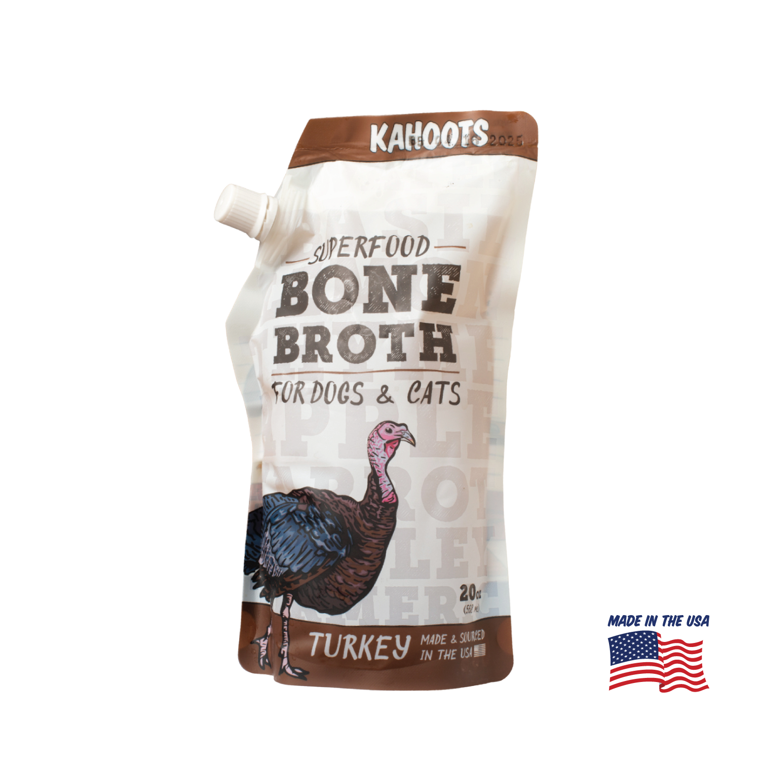 Kahoots turkey bone broth for pets, made in the USA