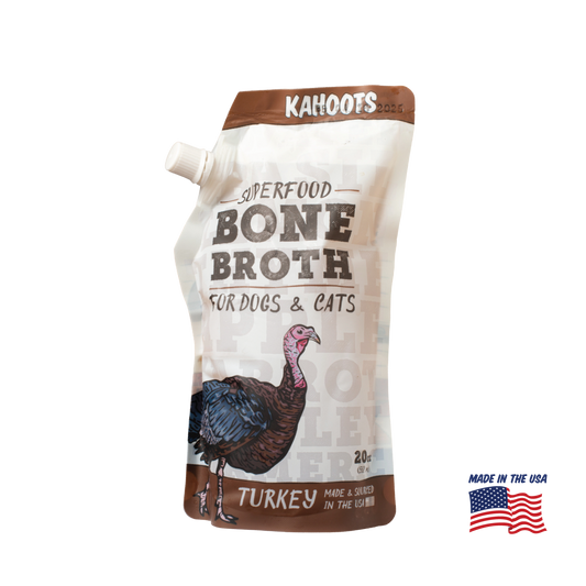 Kahoots turkey bone broth for pets, made in the USA