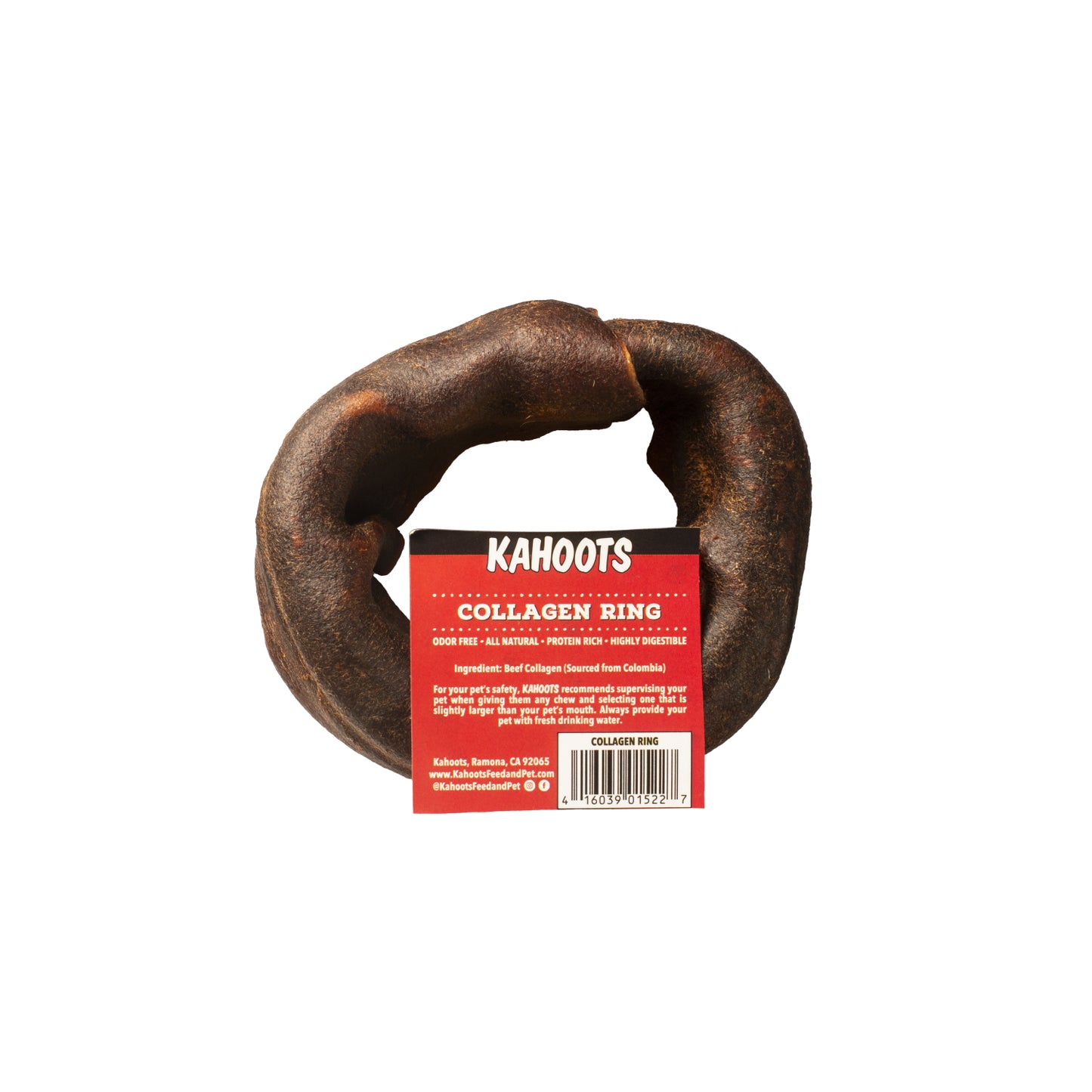 Collagen ring chew with label