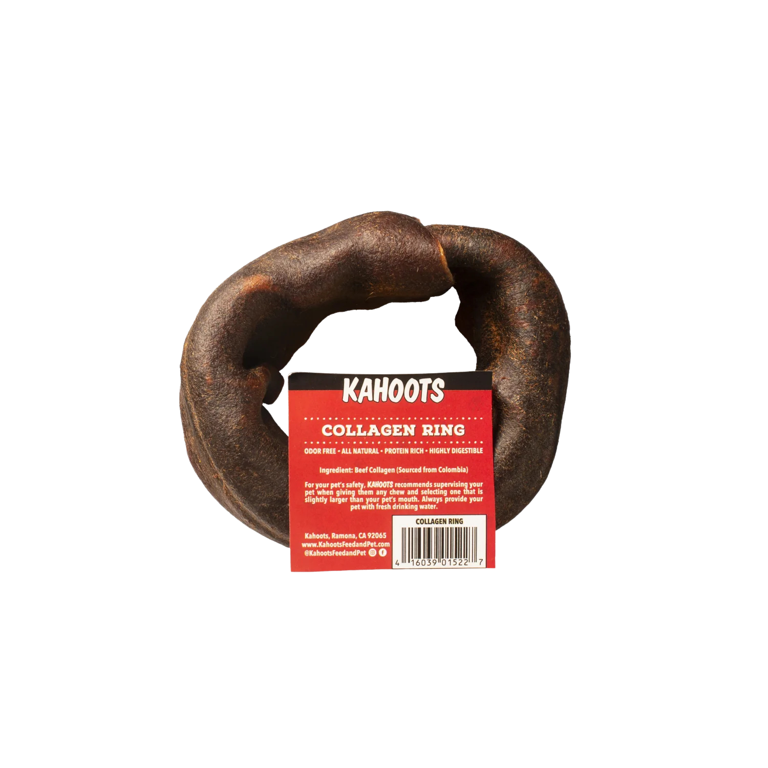 Collagen ring chew with label