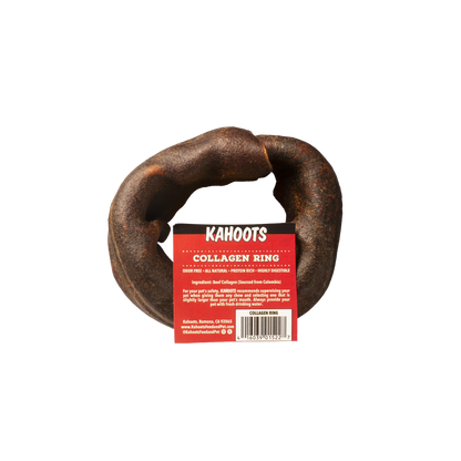 Collagen ring chew with label