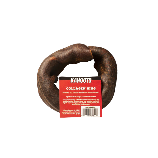 Collagen ring chew with label