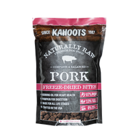 Package of Kahoots Naturally Raw Premium Dog Food Freeze-Dried Bites for pork on a white background