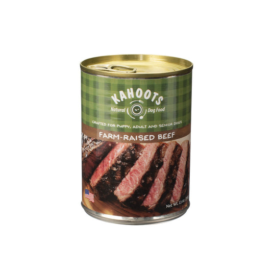Can of grain free beef pate dog food