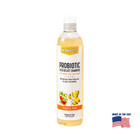 Kahoots Probiotic Itch Relief Shampoo bottle with peach and pear flavor