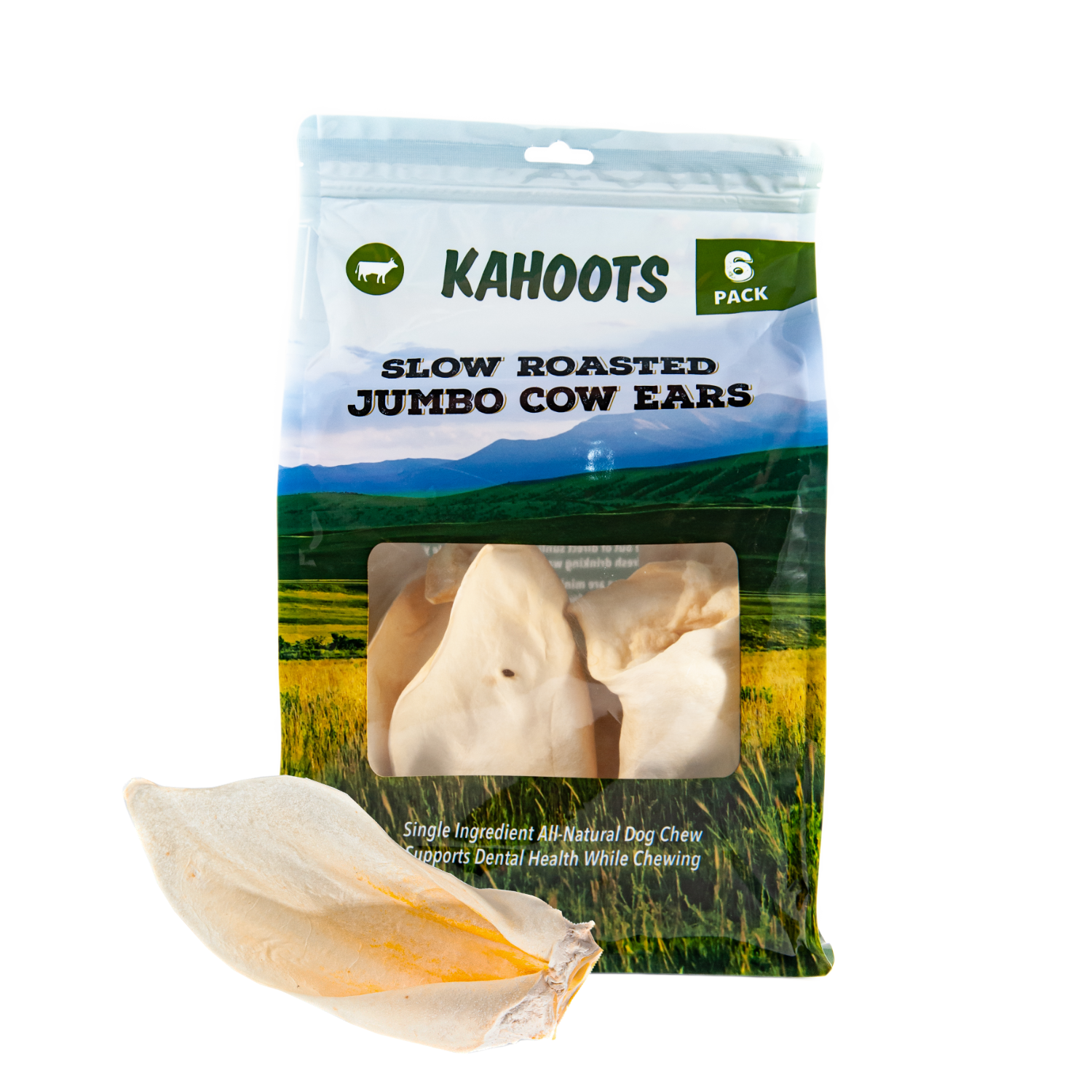 6 jumbo cow ears in a bag