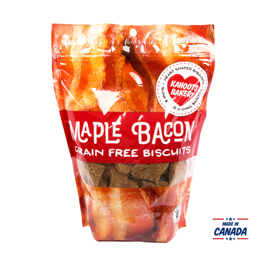 Maple bacon grain free biscuits made in Canada