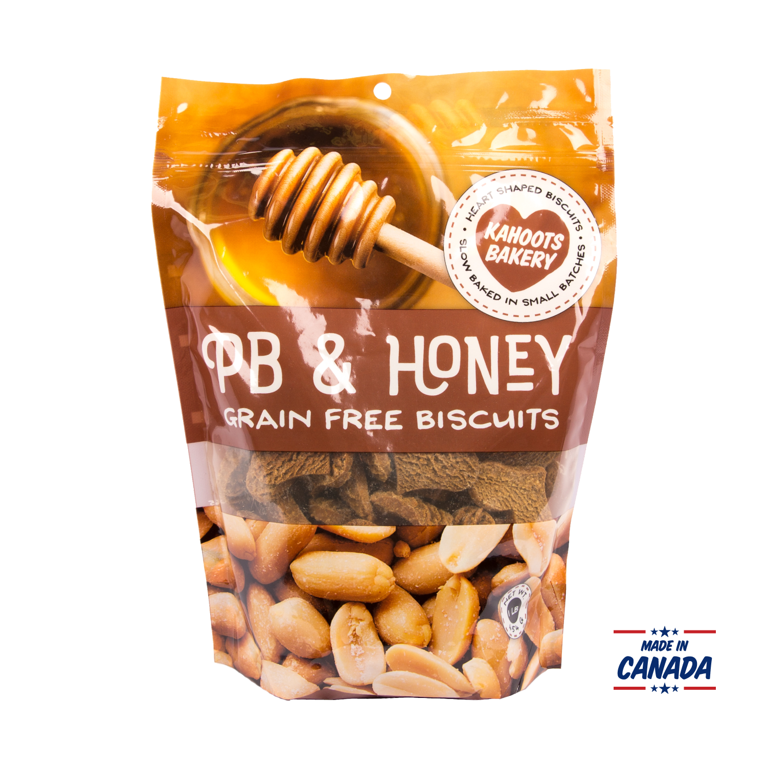 Peanut Butter & Honey grain free biscuits made in Canada