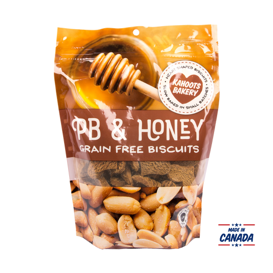 Peanut Butter & Honey grain free biscuits made in Canada