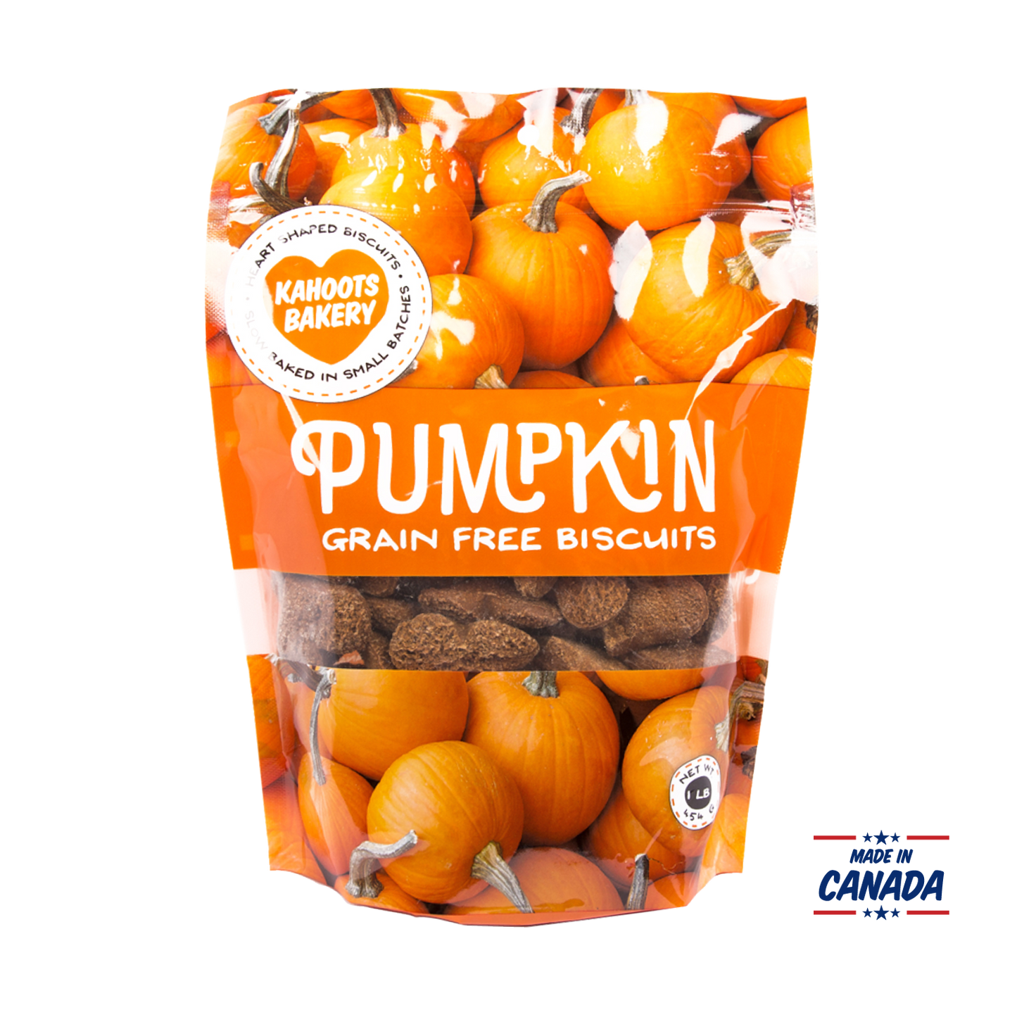 Pumpkin grain free biscuits made in Canada