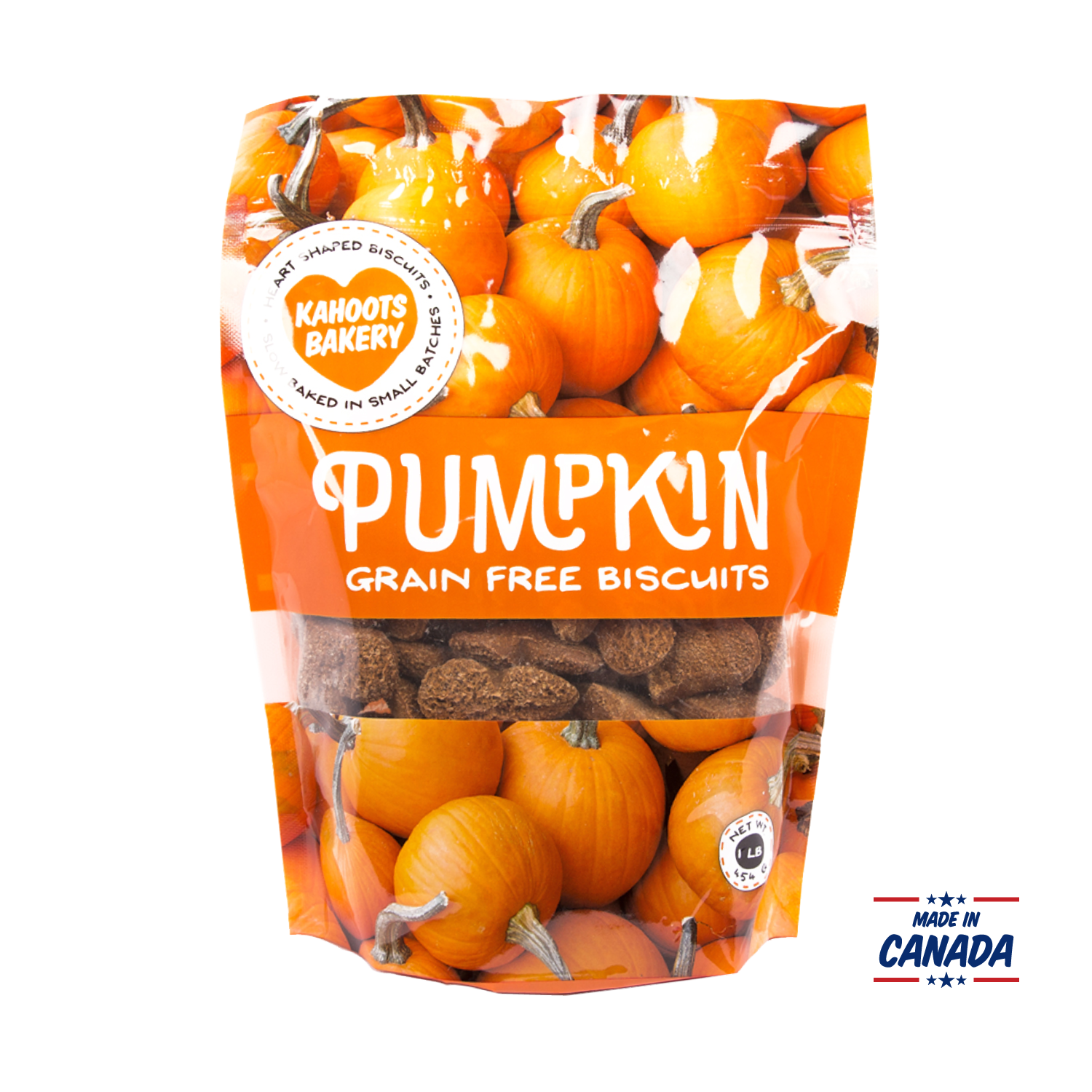 Pumpkin grain free biscuits made in Canada