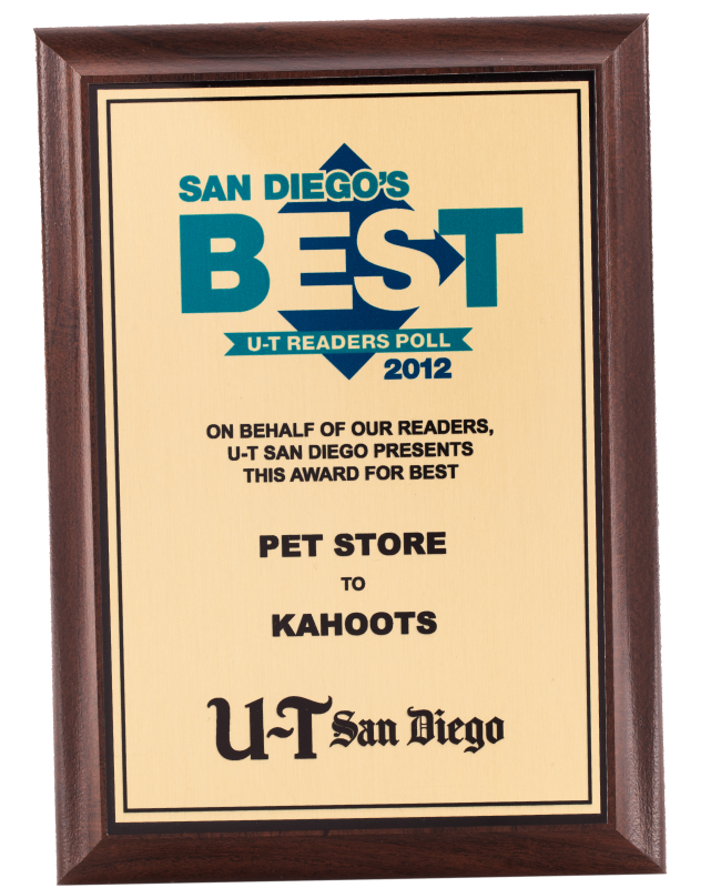 Image of  "best pet store in San Diego" award