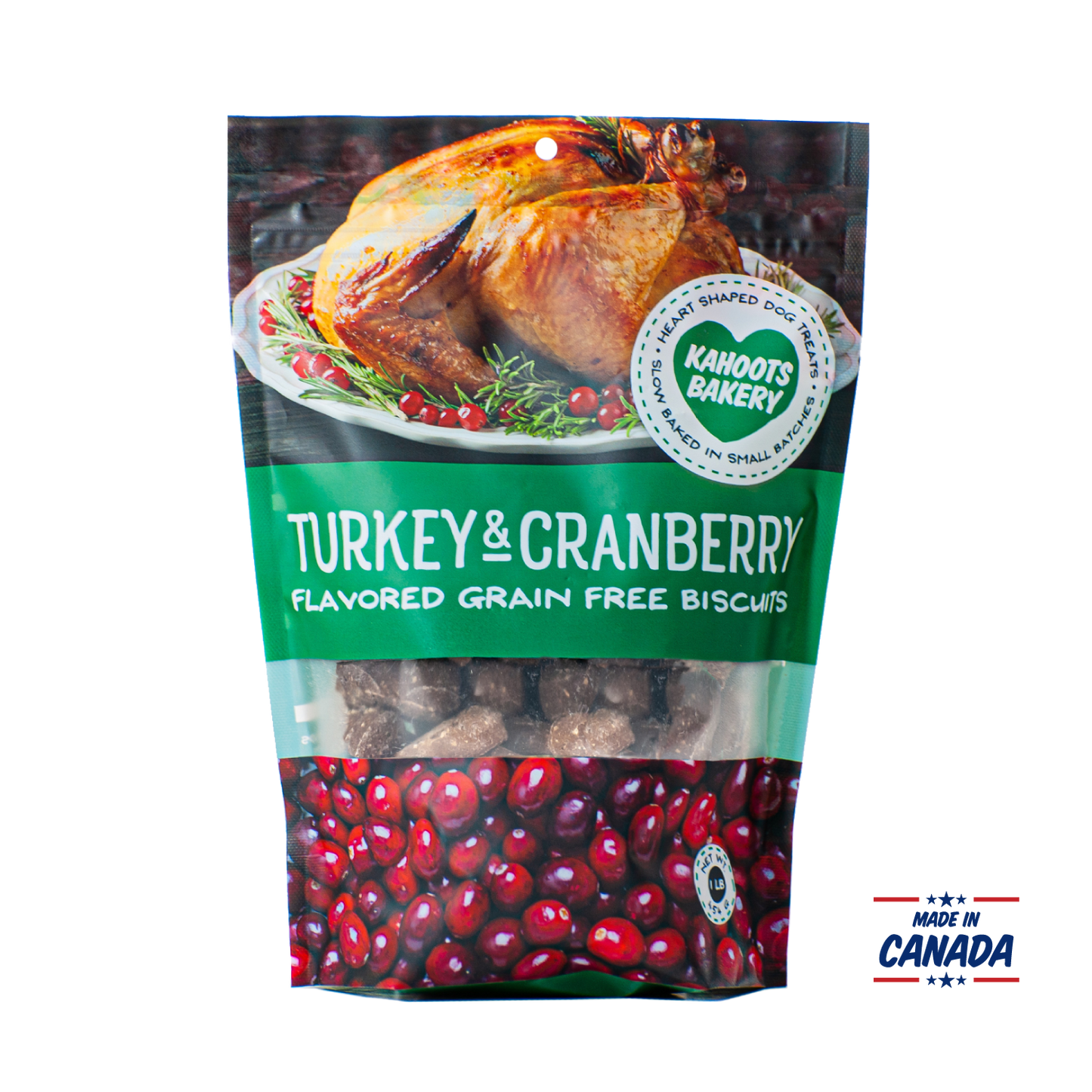 Turkey & Cranberry grain free biscuits made in Canada