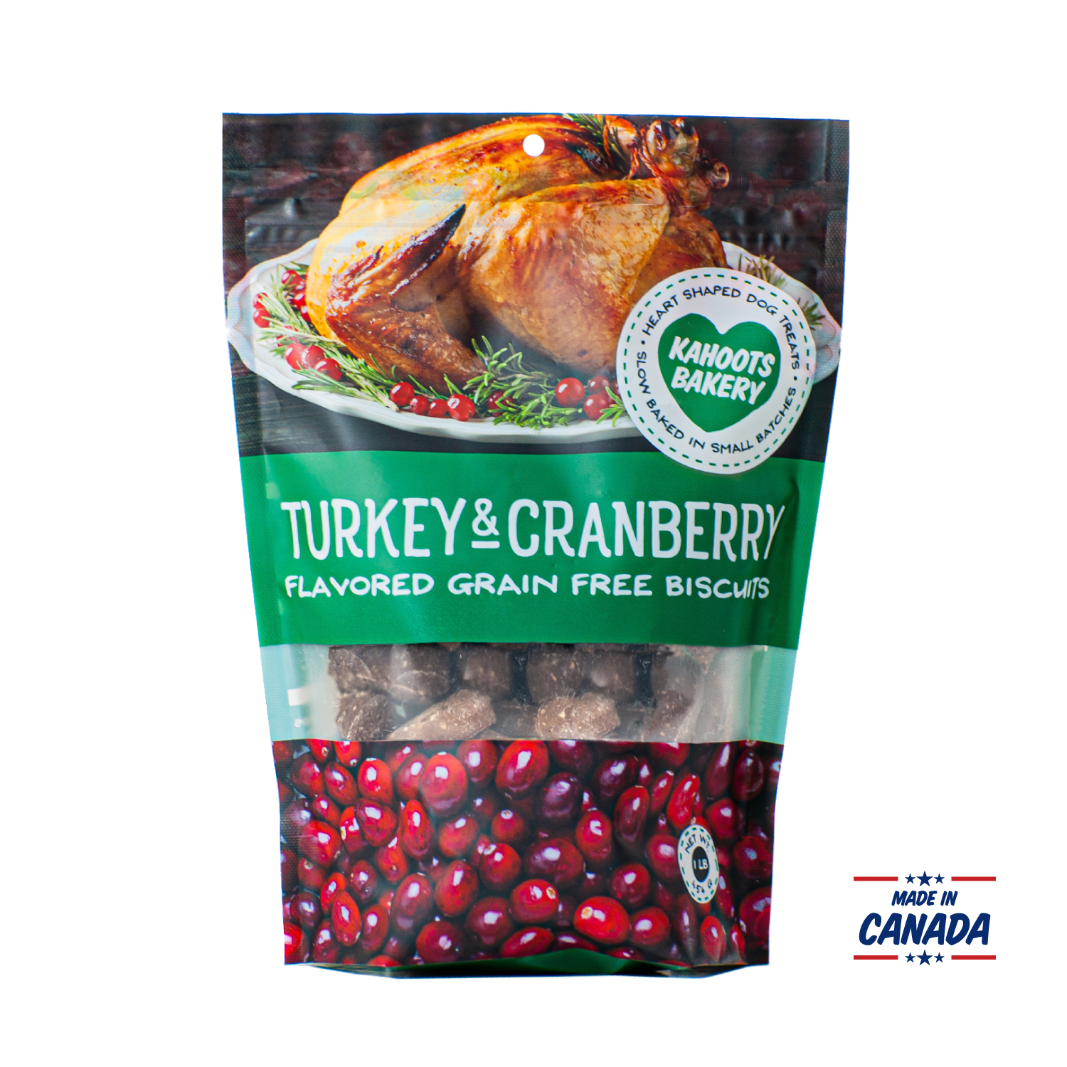 Turkey & Cranberry grain free biscuits made in Canada