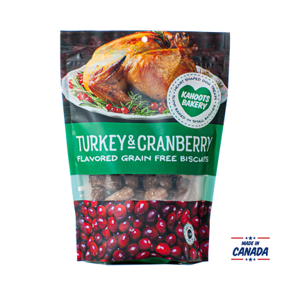 Turkey & Cranberry grain free biscuits made in Canada