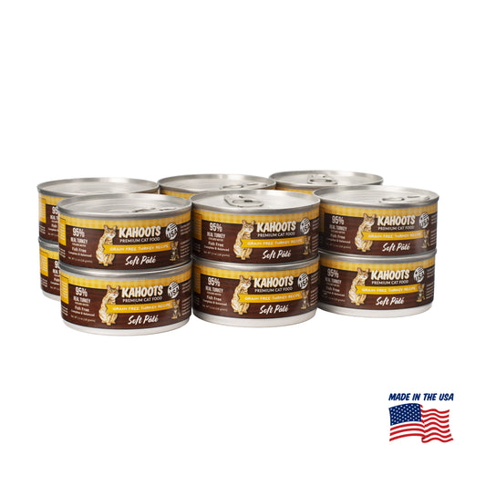 Kahoots turkey wet cat food can, made in the USA