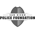 San Diego Police Foundation logo with a shield design on a white background