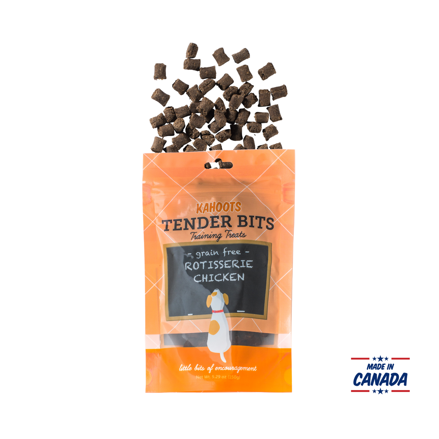 Kahoots dog treats tender bits rotisserie chicken ingredients back panel