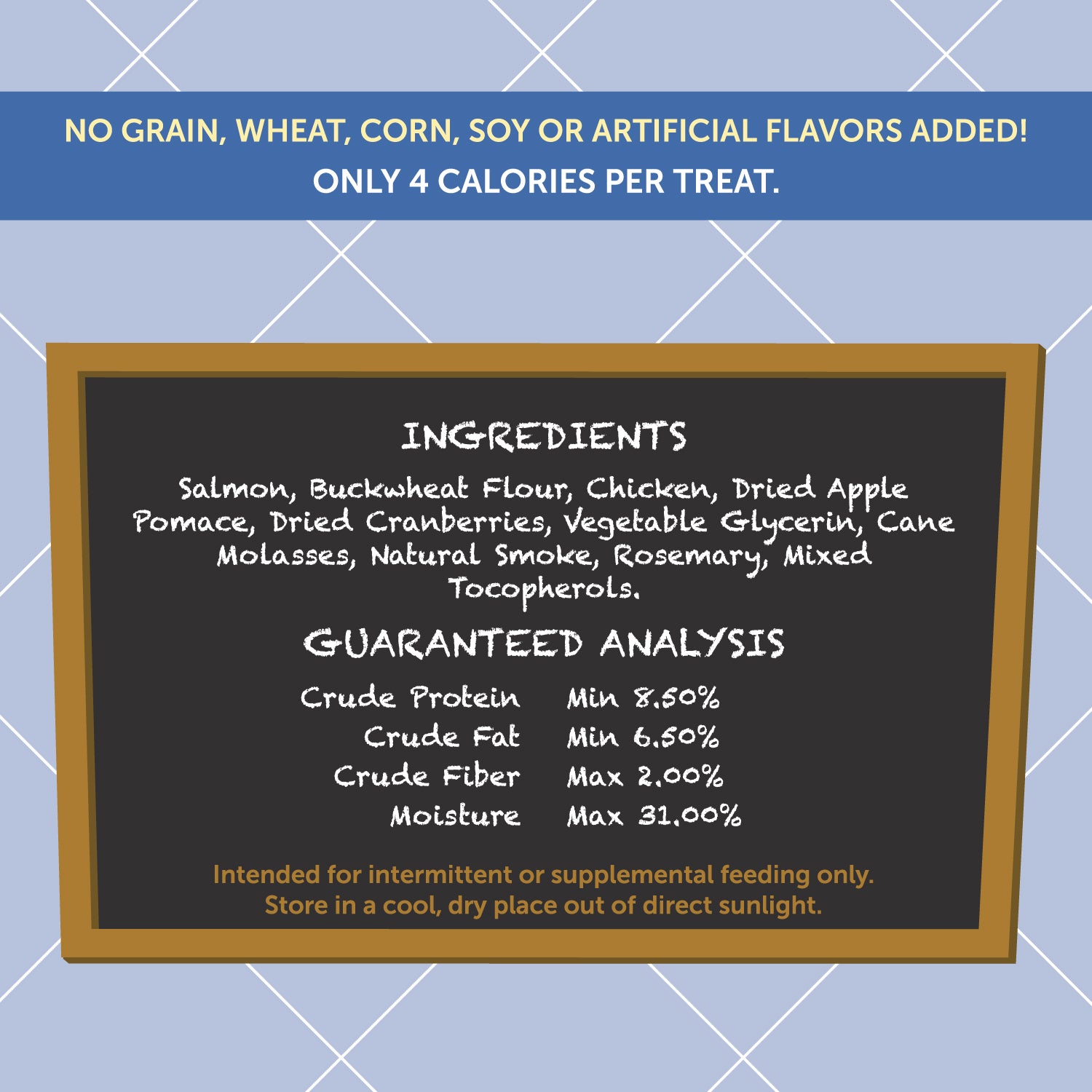 Kahoots dog treats tender bits salmon and cranberry ingredients back panel