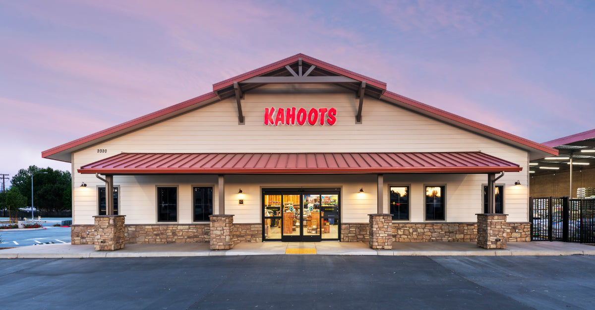 the front of the flagship kahoots location during dusk