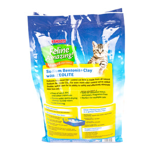 Back label of the Feline Amazing cat litter bag