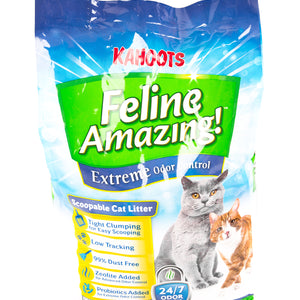 Feline Amazing Extreme cat litter bag. Picture of an adult cat and a kitten on the bag, 25lb